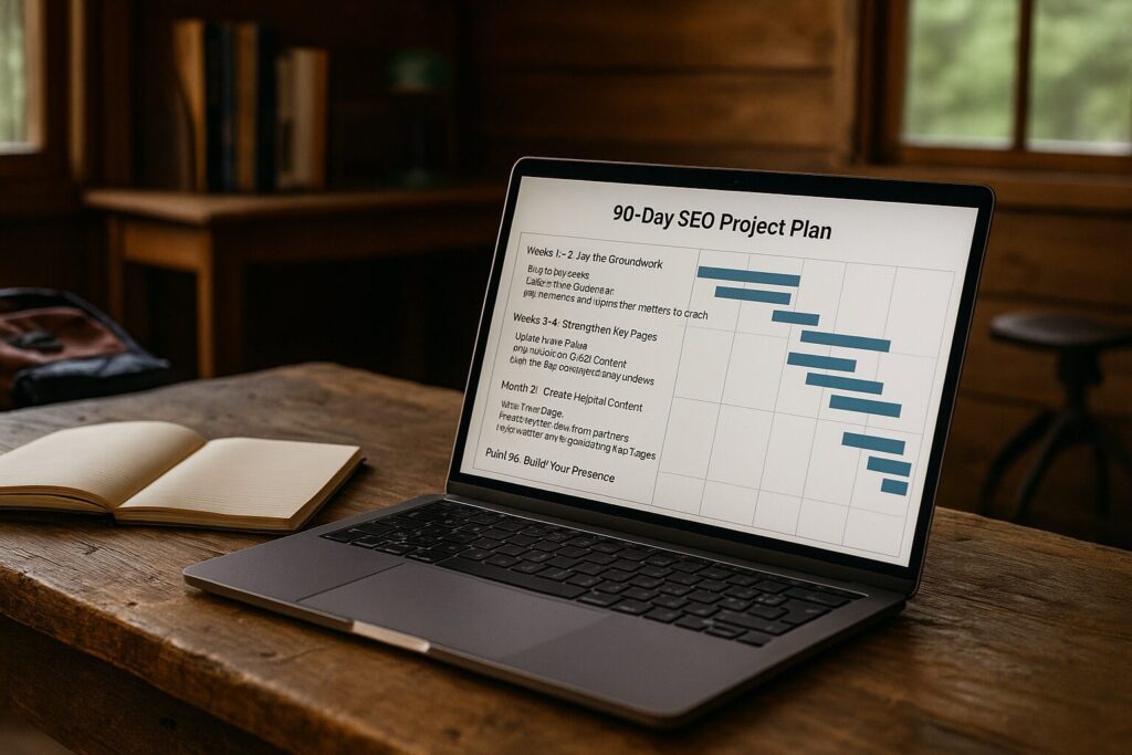 SEO for Camps: How to Get More Registrations from Google 4 Screenshot of 90-Day SEO for camps Project Plan
